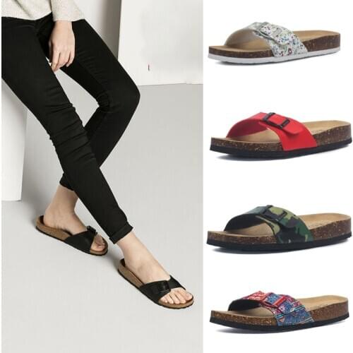 Womens Summer Beach Sandals Casual Printing Cork Slippers Wholesale Ladies Designer Flip Flops Female Flat Slides Home Shoes 44
