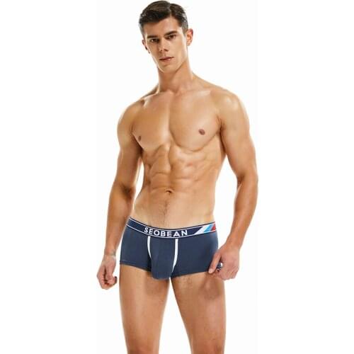 SEOBEAN Boxer Shorts Men Underwear Fashion Underpants Sexy boxer cotton solid Hipster Male underwear Brand clothing