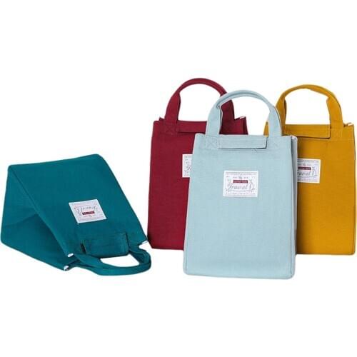 Fashion Canvas Lunch Handbag Portable Meal Box Bag Outdoor Waterproof Thickened Large Insulation Picnic Storage