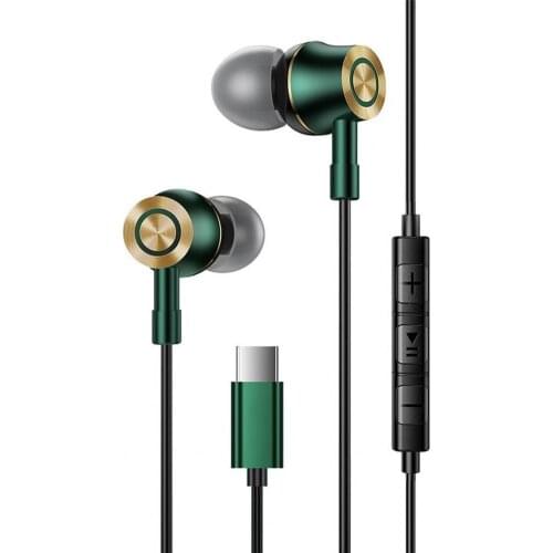 Type-C wired Earphones In-ear Mic Wire Control Bass Headset gamer Headphone Stereo Sports Headset Noise Reduction