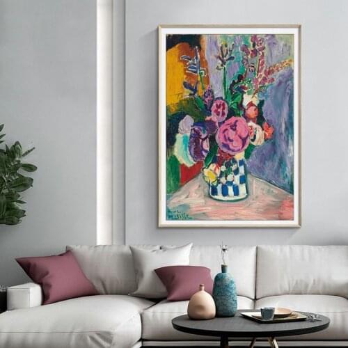 Vintage Matisse Peonies Flower Canvas Paintings Master Poster Prints DIY Wooden Frame Wall Art Pictures Kitchen Home Decor