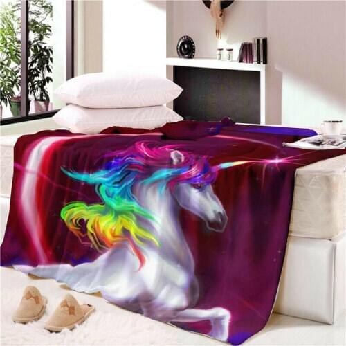 Nap blanket Super Soft Unicorn Horse Velvet Plush Throw Blanket Art Children blanket Throw Travel Beach Towel Printed CB75