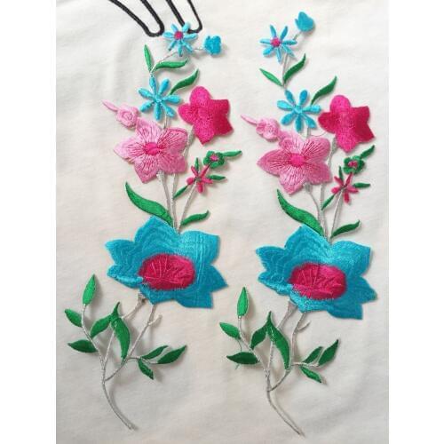 11*23 cm embroidered iron on patches embroidery flower lace trim for sewing on clothing or DIY high quality water soluble motifs
