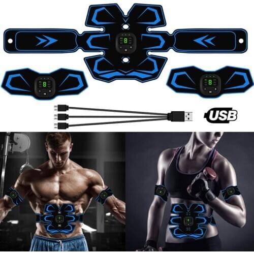 USB Charging Abdominal Muscle Trainer EMS Stimulator ABS Electrostimulation Fitness Massager Abdomen Slimming Home Gym Equipment