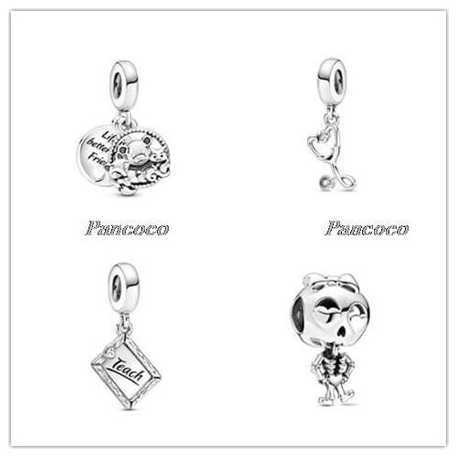925 Sterling Silver Baeds Bear, Fox & Squirrel Dangle Charm Fit Pandora Bracelet & Necklace Jewelry