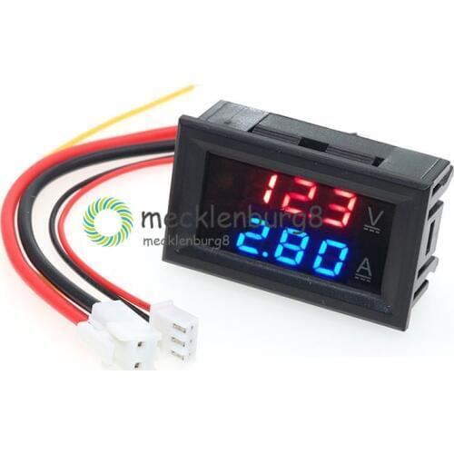 0.28" Blue + Red Dual LED Display Mini Digital Voltmeter Ammeter DC 100V 10A Panel Amp Volt Current Meter Tester With Lines Hot