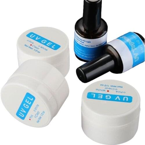 1 Set/5Pcs UV Gel Nail Tools Builder For Creating Fantastic Crystal French Nail Effect Clear White Pink + UV Topcoat + Base Gel