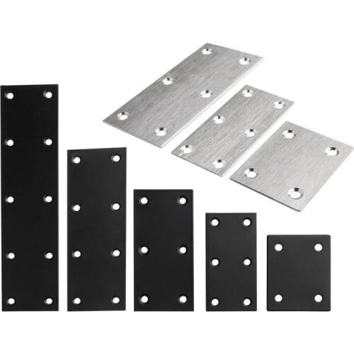 1pc Black Strip Plate aluminum connector fastener 2020 3030 4040 6060 8080 2/3/ 4 Hole Angle Connector Aluminum Mount Plate