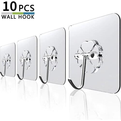 10Pcs 6x6cm Transparent Strong Self Adhesive Door Wall Hangers Hooks Suction Heavy Load Rack Cup Sucker for Kitchen Bathroom