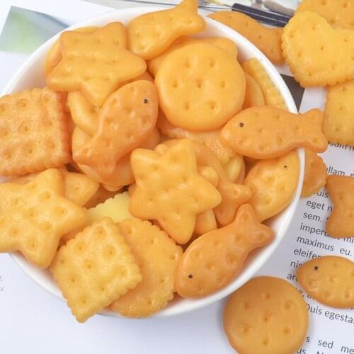 10Pcs/lot Simulation Biscuit Accessories Resin Cabochon Kawaii Fake Food Flat back Resin Cabochons DIY Phone Decor Scrapbooking