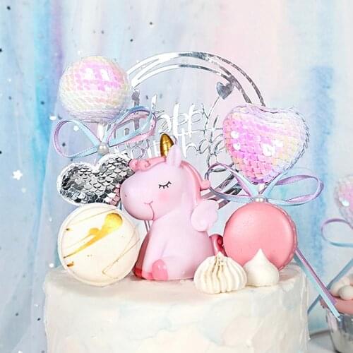 2pcs Paillette Lollipop Cake Topper Princess Theme Birthday DIY Cake Top Flags Decoration Cupcake Topper Party Supplies