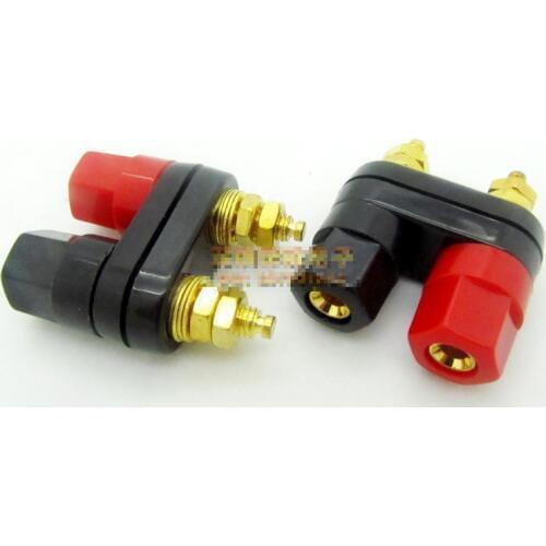 2pcs/lot Couple Binding Post Terminals Red Black Connector Amplifier Terminal 2Pin 4mm Banana Speaker Plug Jack