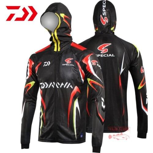 2021 Daiwa Fishing Clothing Summer Qucik Drying Sun Protection Anti-UV Fishing Jacket Breathable Hooded Cycling Fishing Shirt
