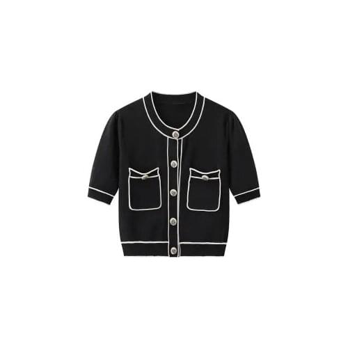 2021 summer new style, retro, slim, fragrant, ice silk short short sleeved sweater, cardigan coat