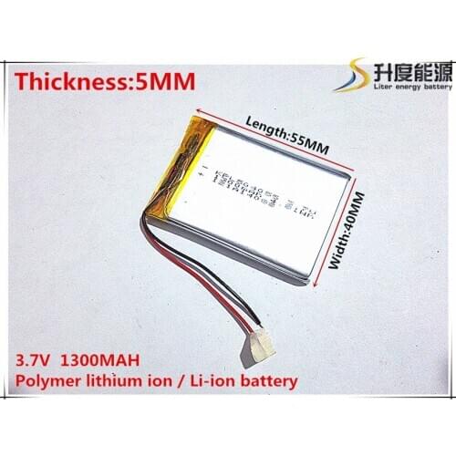 3.7V,1300mAH,[504055] PLIB; polymer lithium ion / Li-ion battery for GPS,mp3,mp4,mp5,dvd,bluetooth,model toy