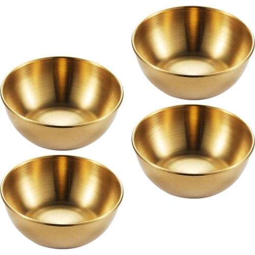 4pcs Stainless Steel Sauce Dishes Spice Plates Kitchen Supplies Plates Spice Dish Plate Golden Sauce Dish Appetizer Serving Tray