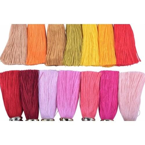42 Colors For Your Chosing--KONMAY 10pcs 2.4''(6.0cm) Handmade Imitation Silk Craft Jewelry Tassels With Golden Cap