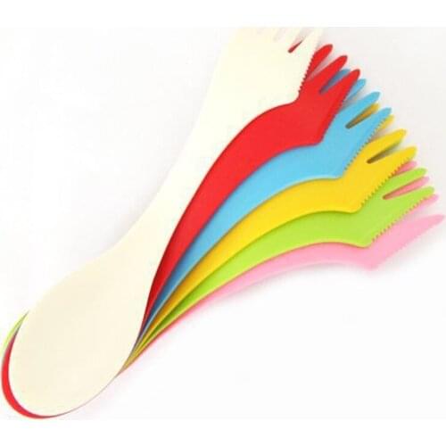 6 Pcs Spoons with Forks High quality PP Plastic Knife Cutlery Camping Hiking Fork Combo Travel Outdoor Eating Utensils Gadget