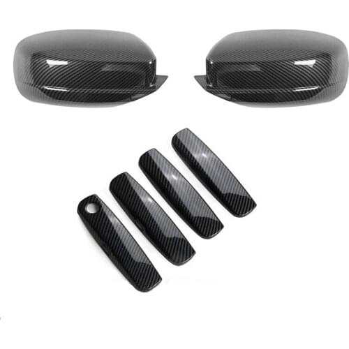 For 2011-2021 Dodge Charger Rearview Mirror & Door Handle Cover Decoration Trim Sticker ABS Carbon Fiber, 6Pcs