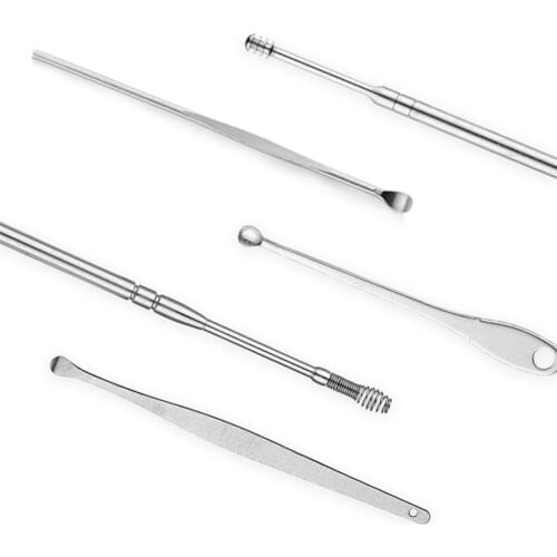 7Pcs/set Ear Wax Pickers Steel Earpick Wax Remover Curette Ear Pick Cleaner Ear Cleanning Spoon Ear Care Cleaning Tool