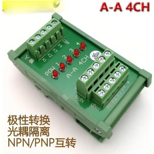 A-A 4CH Optocoupler Isolation Board High and Low Level Signal Polarity Conversion Module NPN and PNP Arbitrary Mutual Conversion