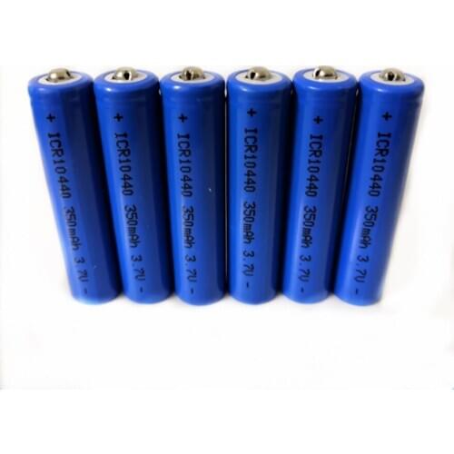 6pcs/lot High quality 3.7v 350mAh AAA rechargeable battery 10440 lithium battery hand suitable flashlight