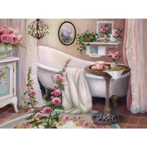 5D Diamond Painting Landscape Diamond Embroidery Bathroom Cross Stitch Kit Beaded Needlework New Arrival Handicraft FH6236