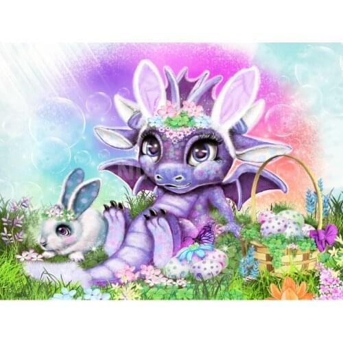 Diamond Painting Embroidery Animal Cartoon Colorful Dragon 5D DIY Full Square Round Rhinestone Mosaic Home Decoration Cross