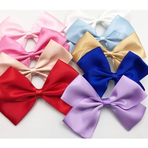 10pcs Big Satin Ribbon Bows Wedding Appliques Sewing Handmade Flowers A350