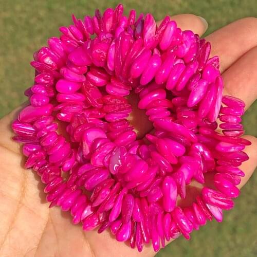 Irregular Fuchsia Shell Chips Beads Freeform Freshwater Mother Pearl Beads For Necklace Bracelet Jewelry Making DIY Accessries