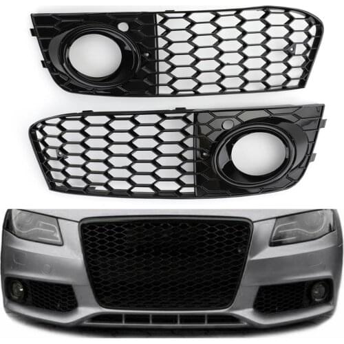 For Audi A4 B8 RS4 2009 2010 2011 2012 Honeycomb Mesh Fog Light Open Vent A4 Grille Intake Cover 8KD807682 Holder Grill Parts