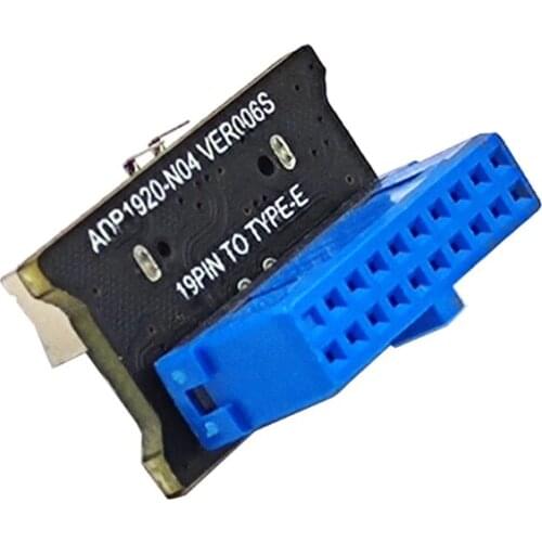 For Computer Mainboard Type-E Adapter 20 to 19 Pin Expansion Card USB 3.0 Front 19pin to 3.1 Type-C Front Panel Header