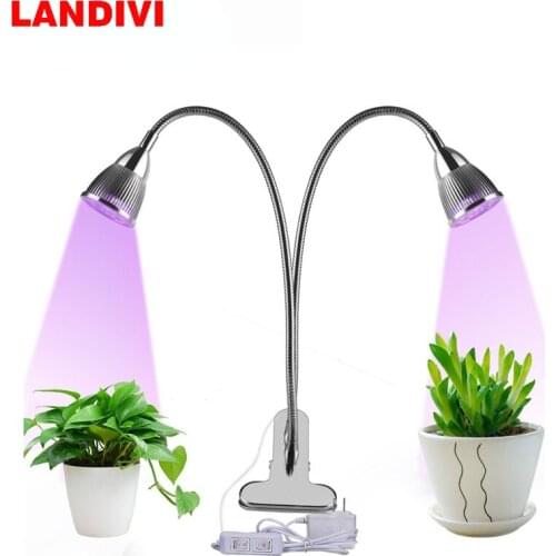 Dual Head LED Plant Grow Light 10W 360 Flexible Indoor table Grow Light Plant Grow Lamp with Controllable for Indoor office desk
