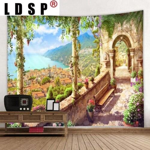 LDSP Tapestry Retro Castle Wall Rugs Wall Hanging Fabric Mural Background Cloth Towel Beach Fabric Blanket Bedroom Home Decor