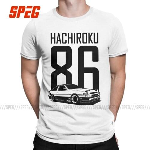 Initial D Ae86 Car Men T Shirts Hachiroku Novelty Tee Shirt Short Sleeve Crew Neck T-Shirt 100% Cotton Plus Size Tops