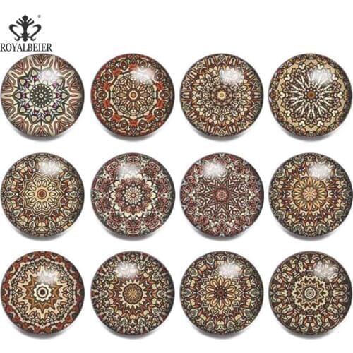 RoyalBeier Exoticism Kaleidoscope Series 18mm Snap Buttons 12pcs/Lot Convex Glass Snaps Fit DIY Bracelets For Charms Jewelry