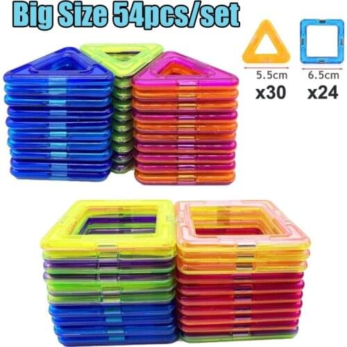 54pcs/set Big Size Magnetic Designer Magnet Building Blocks Triangle Square magnetic Bricks Educational Toys For Children