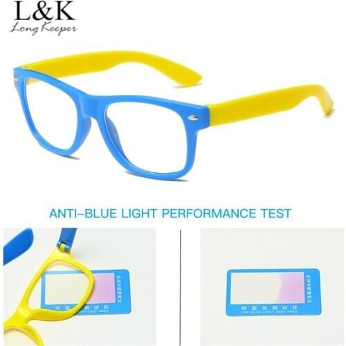 LongKeeper New Anti blue Light Kids Glasses Children Square Optical Frame Boy Girls Computer Blocking Anti Reflective Eyeglasses