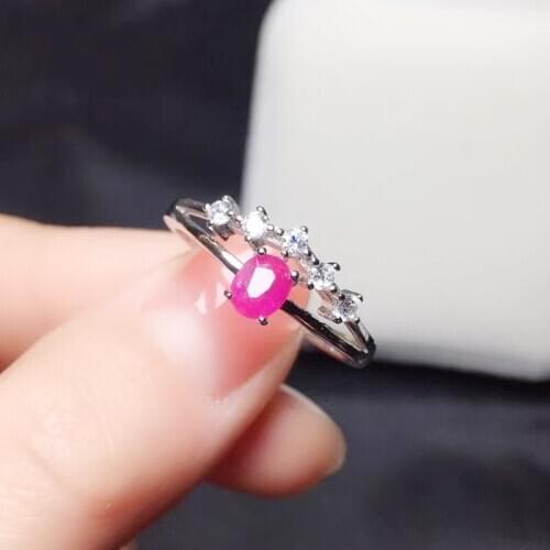 Natural real ruby small ring Per jewelry Free shipping 4*5mm 0.5ct gemstone 925 sterling silver Fine jewelry T206278
