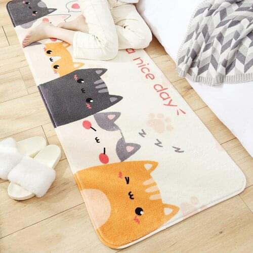 Cartoon Animals Bedroom Bedside Long Strip Mats Living Room Foot Pad Doormat Rugs Kitchen Carpet Balcony Thick Plush Comfortable