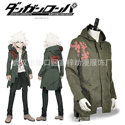 Nagito Komaeda Nagito Jacket Danganronpa 2 Army Green Color Men Hoodies ONLY Cosplay Costume with Real Pockets Stock