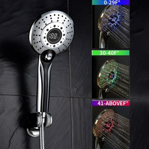Led Shower Head Light High Pressure Set Temperature Display Spray Water Faucet Saving Handheld For Bathroom Hose Rainfall Nuzzle