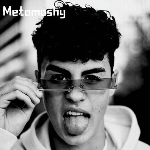 2020 New Fashion Rectangle Sunglasses Men Half Frame Small Glasses Women Brand Designer Ins Popular One Piece Red Shades Male