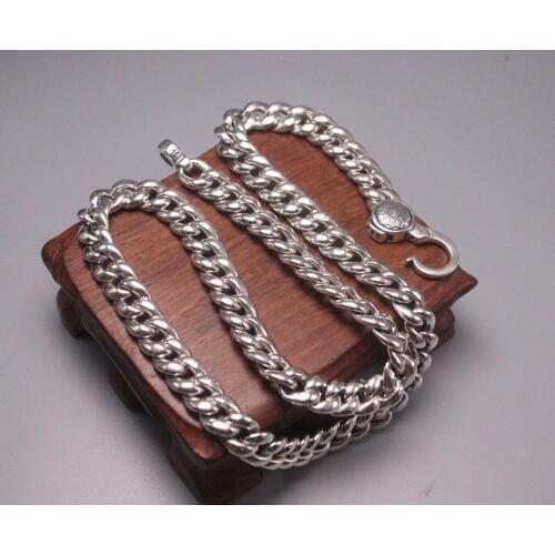 New Pure 925 Sterling Silver Necklace 8.5mm Curb Link Chain Necklace 19.68"L