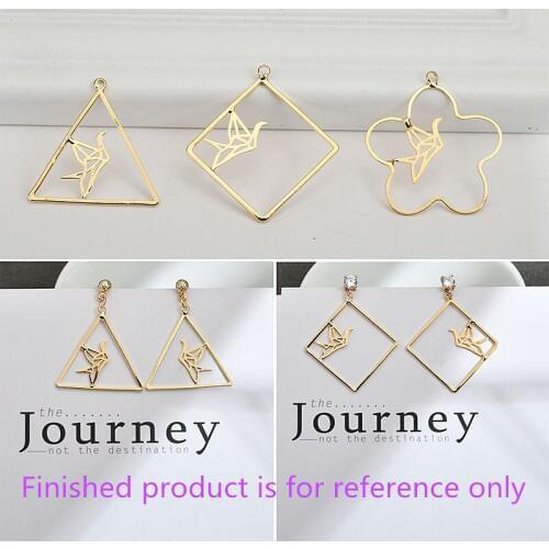 New arrived alloy material triangle/flower/square Shape gold-color 30pcs/lot fashion earring/necklace diy ear jewelry accessory
