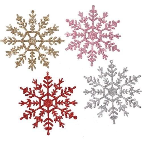 New Year Gifts 3pcs 12cm Christmas Glitter Snowflake Pendant Christmas Tree Decoration Supply Xmas Ornaments Navidad Natal Decor