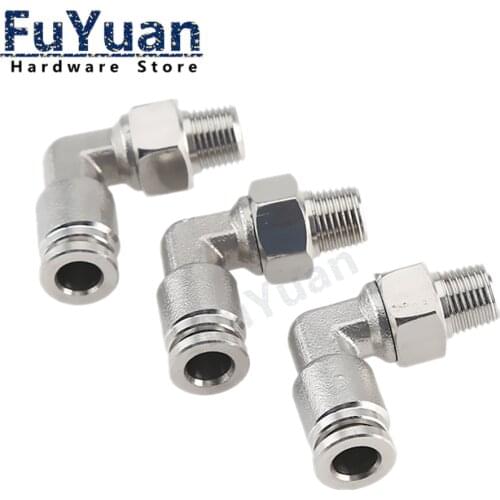M5 M6 1/8" 1/4" 3/8" 1/2" BSPT Male Elbow Pneumatic 304 Stainless Steel Push In Quick Connector Release Air Fitting Plumbing