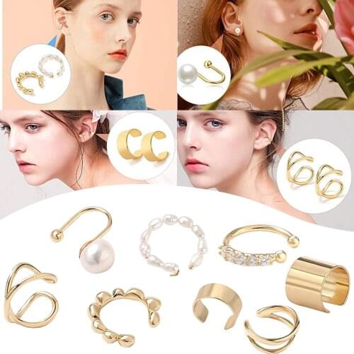 Fake Earrings Womens Mens Ear Cuffs Fashion Unisex Alloy Cartilage Gold Decoration Vintage Jewelry Earrings Set For Women