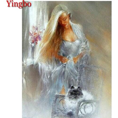 Full square/round drill 5d diy diamond painting Beauty and cat embroidery beads cross stitch kits diamond mosaic home decor