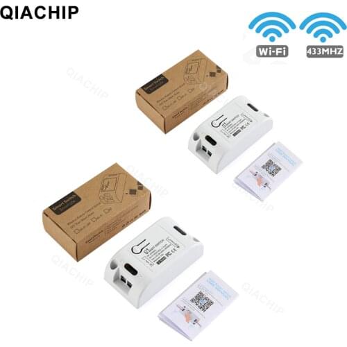 QIACHIP Wifi Wireless 433Mhz Receiver Module Smart Home Tuya App Phone Remote Control Switch AC 220V For Ceiling Lamp DIY